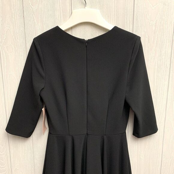 BHLDN Anthropologie Valdis Black V-Neck 3/4 Sleeve Tea Length Dress 4 NWT - Picture 7 of 8